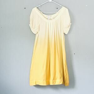 Miss Closet Mini Dress Medium Butter Yellow Ombre 100% Silk Pastel Femine
